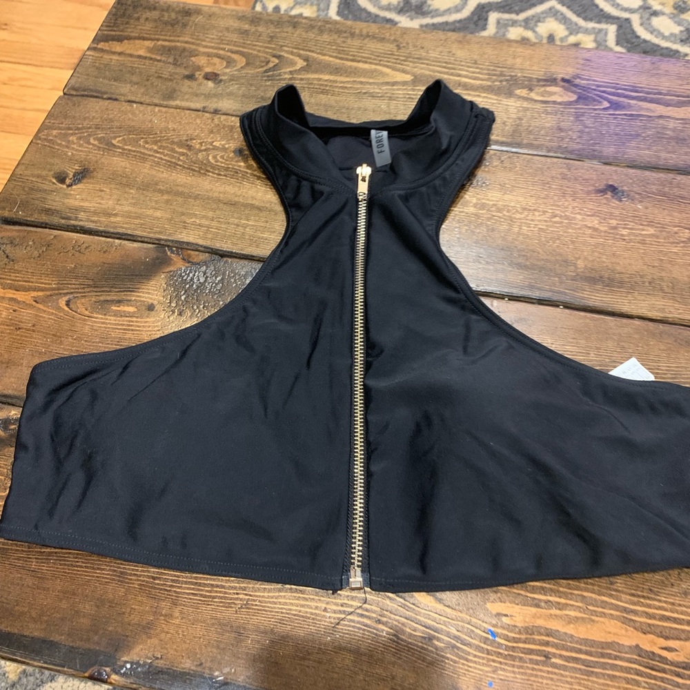 Front zip bikini top